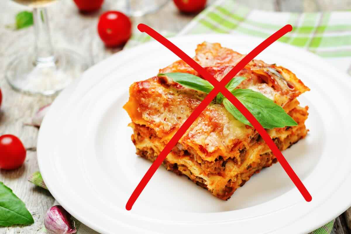 lasagna con x rossa sopra