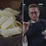 collage penne in bianco e chef Di Martino